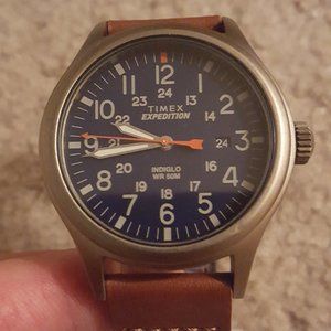New Timex watch with Indiglo, blue fabric band